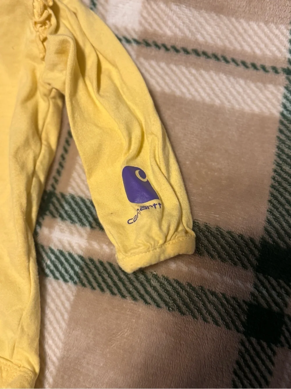 Carhartt Yellow Floral Heart Long-Sleeve Baby Bodysuit